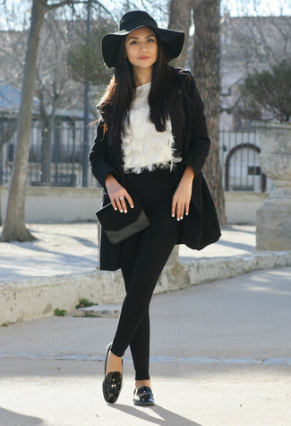 Schwarze Wollenge hose kombinieren – 2 Damen Outfits
