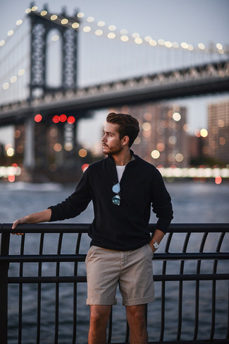 Schwarzen Pullover mit einem Reißverschluss am Kragen kombinieren – 51 Herren Outfits