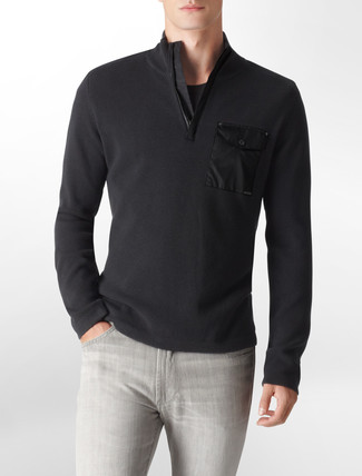Schwarzen Pullover mit einem Reißverschluss am Kragen kombinieren – 51 Herren Outfits