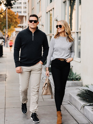 Schwarzen Pullover mit einem Reißverschluss am Kragen kombinieren – 51 Herren Outfits
