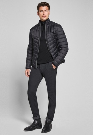 Schwarzen Pullover mit einem Reißverschluss am Kragen kombinieren – 51 Herren Outfits