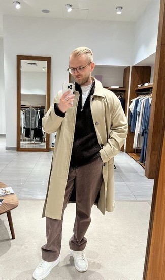 Schwarzen Pullover mit einem Reißverschluß kombinieren – 54 Herbst Herren Outfits