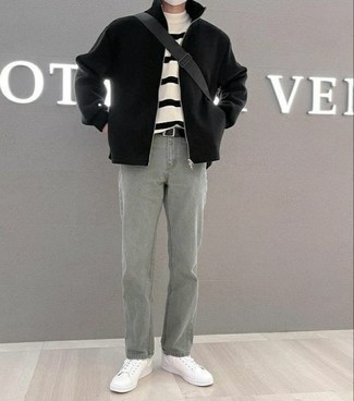Schwarzen Pullover mit einem Reißverschluß kombinieren – 86 Herren Outfits