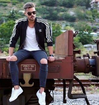 Schwarzen Pullover mit einem Reißverschluß kombinieren – 86 Herren Outfits