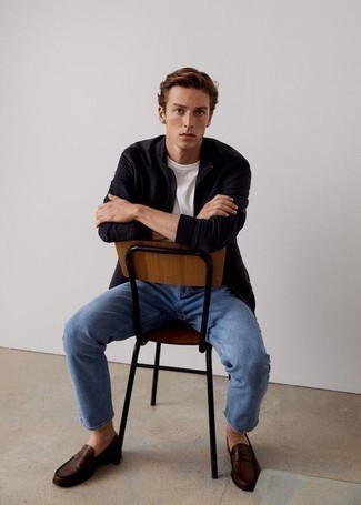 Schwarzen Pullover mit einem Reißverschluß kombinieren – 86 Herren Outfits