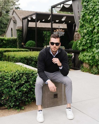 Schwarzen Pullover mit einem Reißverschluß kombinieren – 86 Herren Outfits