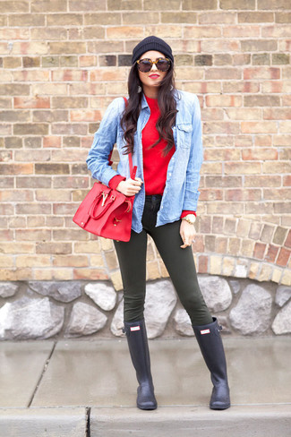 Blaue Stiefel kombinieren – 61 Damen Outfits