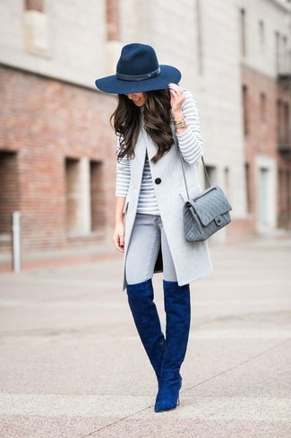 Blaue Stiefel kombinieren – 61 Damen Outfits