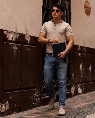 Blaue Segeltuch Clutch Handtasche kombinieren – 39 Herren Outfits