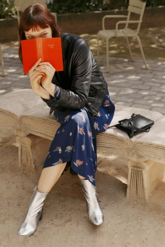 Blaues Kleid mit Blumenmuster kombinieren – 50 Damen Outfits