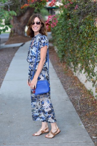 Blaues Kleid mit Blumenmuster kombinieren – 50 Damen Outfits