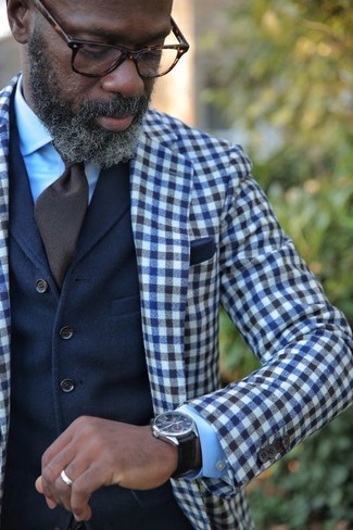 Blaue Jacke mit Vichy-Muster kombinieren – 35 Herren Outfits