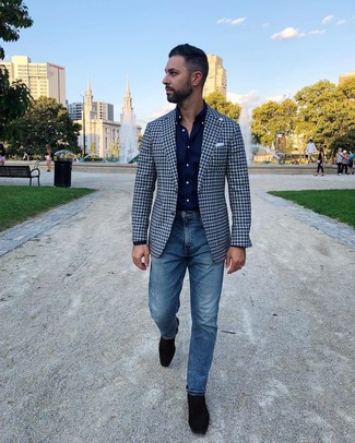 Blaue Jacke mit Vichy-Muster kombinieren – 35 Herren Outfits