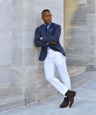 Blaue Jacke mit Vichy-Muster kombinieren – 35 Herren Outfits