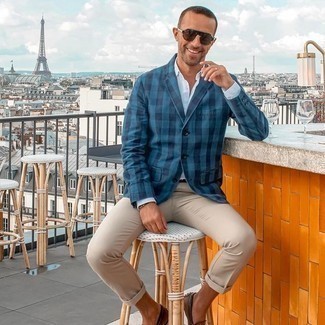 Blaue Jacke mit Vichy-Muster kombinieren – 16 Sommer Herren Outfits