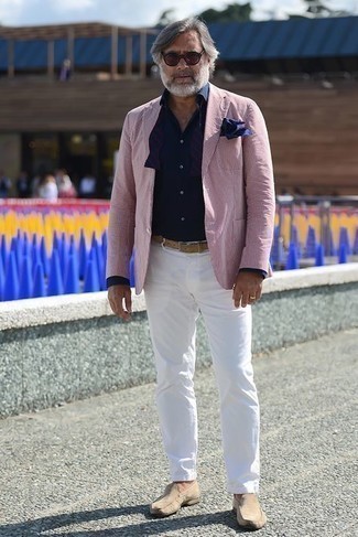 Blaue horizontal gestreifte Fliege kombinieren – 4 Herren Outfits