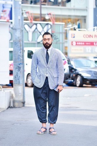 Blaue Ledersandalen kombinieren – 26 Herren Outfits