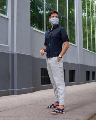 Blaue Ledersandalen kombinieren – 26 Herren Outfits