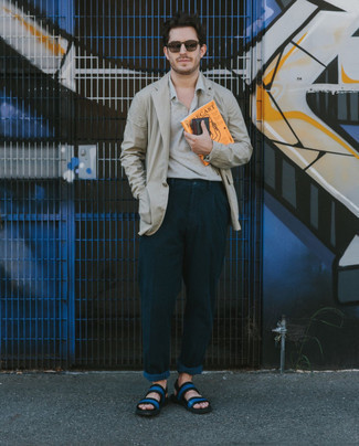Blaue Ledersandalen kombinieren – 26 Herren Outfits