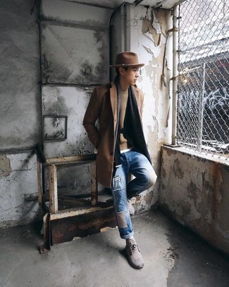 Blaue Hose mit Flicken kombinieren – 3 Casual Herren Outfits kühl Wetter