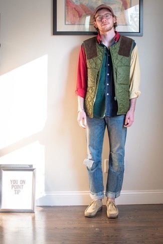 Blaue Hose mit Flicken kombinieren – 39 Herren Outfits warm Wetter