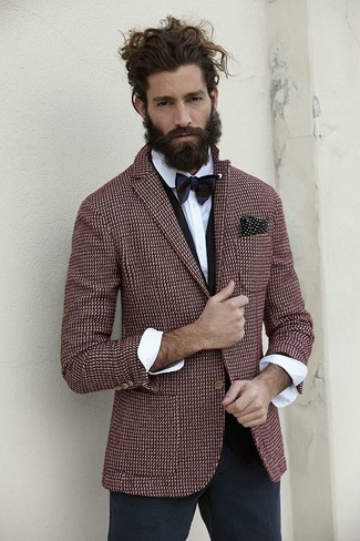Blaue Fliege mit Schottenmuster kombinieren – 9 Herren Outfits