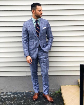 Blauen Anzug mit Schottenmuster kombinieren – 123 Herren Outfits