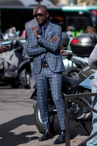 Blauen Anzug mit Schottenmuster kombinieren – 123 Herren Outfits