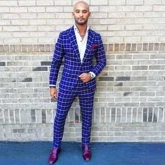Blauen Anzug mit Schottenmuster kombinieren – 123 Herren Outfits