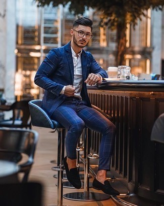 Blauen Anzug mit Schottenmuster kombinieren – 123 Herren Outfits