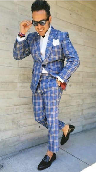 Blauen Anzug mit Schottenmuster kombinieren – 123 Herren Outfits
