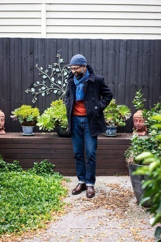 Blauen gepunkteten Schal kombinieren – 85 Herren Outfits