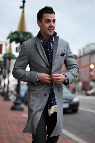 Blauen gepunkteten Schal kombinieren – 85 Herren Outfits