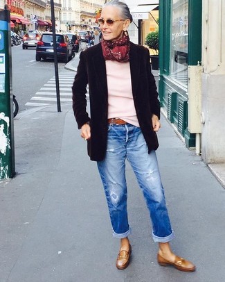 Blaue Boyfriend Jeans mit Destroyed-Effekten kombinieren – 229 Damen Outfits