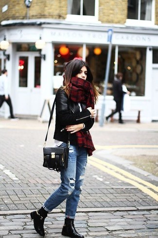 Blaue Boyfriend Jeans mit Destroyed-Effekten kombinieren – 229 Damen Outfits