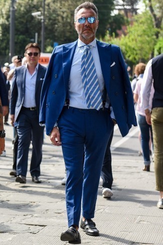 50 Jährige: Blauen Anzug kombinieren – 206 Herren Outfits