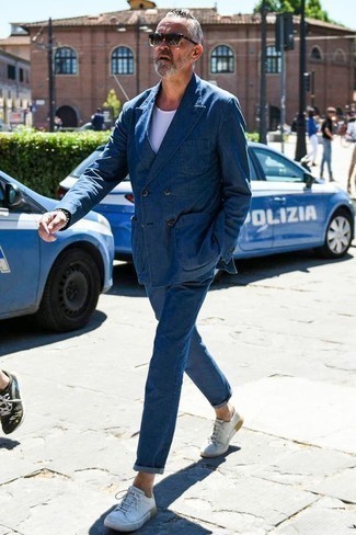 50 Jährige: Blauen Anzug kombinieren – 206 Herren Outfits