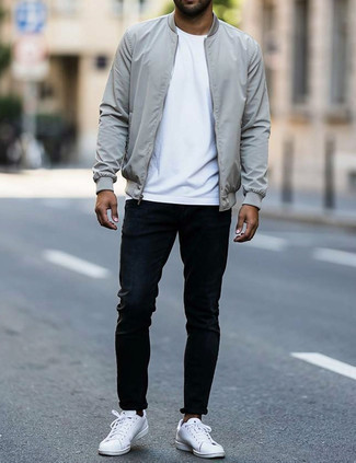 graue Bomberjacke von Alpha Industries