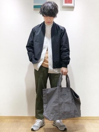 graue Shopper Tasche aus Segeltuch von MAISON KITSUNÉ