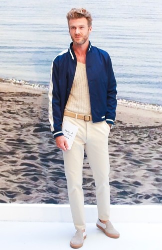 hellbeige Pullover mit einem V-Ausschnitt von Fynch Hatton