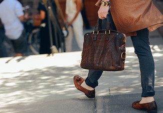 dunkelbraune Shopper Tasche aus Leder von Fendi