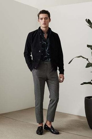 schwarzes bedrucktes Kurzarmhemd von Alexander McQueen