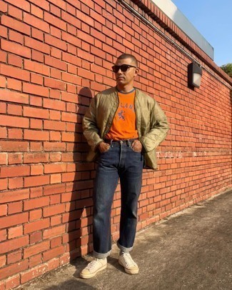 orange bedrucktes T-Shirt mit einem Rundhalsausschnitt von Y-3