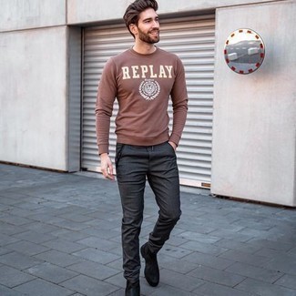 braunes bedrucktes Sweatshirt von Total Luxury Spa