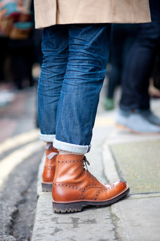 Welche Jeans mit brauner Brogue Stiefel zu tragen – 142 Herren Outfits