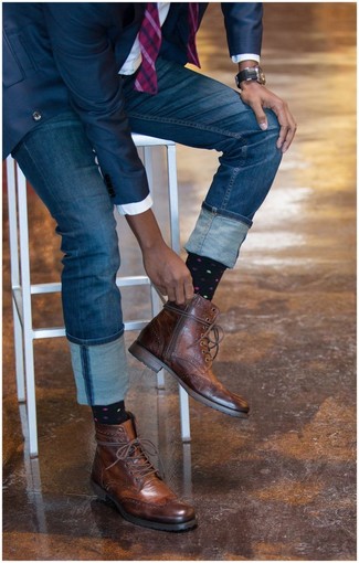 Welche Jeans mit brauner Brogue Stiefel zu tragen – 142 Herren Outfits