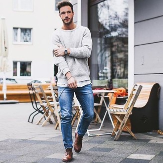 Welche Jeans mit brauner Brogue Stiefel zu tragen – 142 Herren Outfits