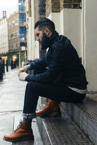 Welche Jeans mit brauner Brogue Stiefel zu tragen – 142 Herren Outfits