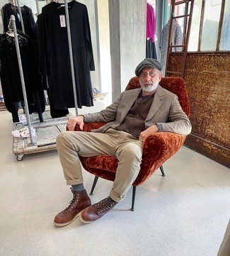 50 Jährige: Welche Chinohosen mit brauner Freizeitstiefel zu tragen – 55 Herren Outfits