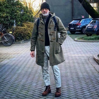 50 Jährige: Welche Chinohosen mit brauner Freizeitstiefel zu tragen – 55 Herren Outfits